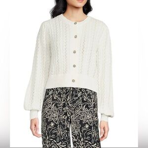 Chelsea & Violet Polly Fuzzy Polyester Button Front Long Sleeve Cardigan